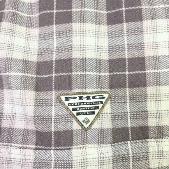 Columbia Men's XL PHG Flannel Shirt Vented Long Sleeve Plaid Taupe - Picture 9 of 12